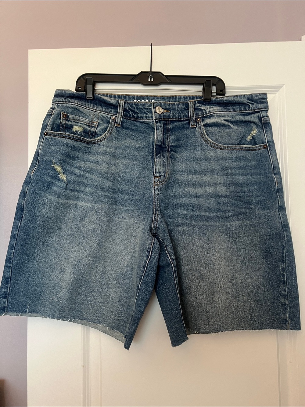 torrid Washed Blue Distressed Denim Shorts